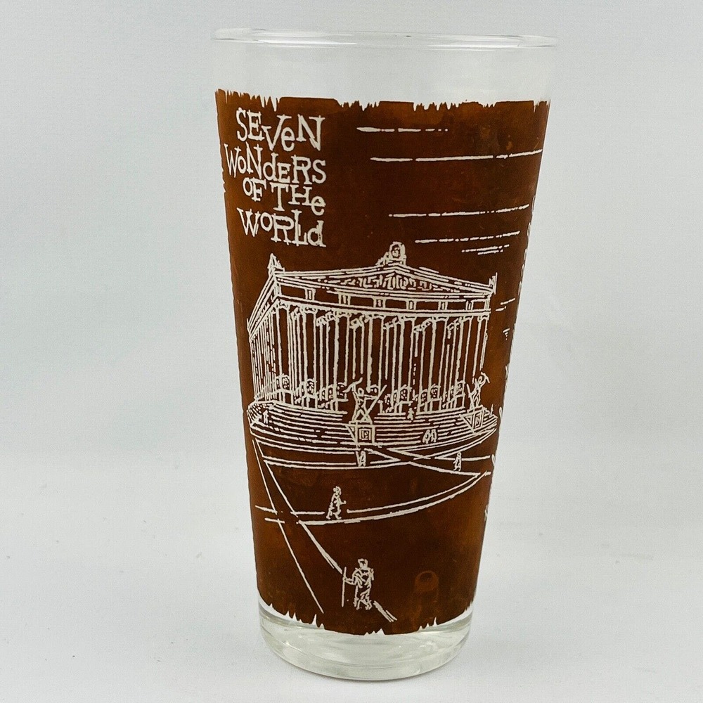Vintage Seven Wonders Of The World Temple Of Artemis Drinking Glass Tumbler